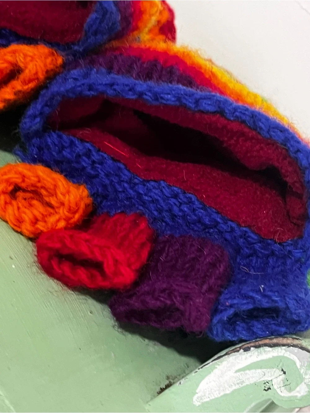 Pride Rainbow Convertible Mittens / Fingerless gloves 100% Wool Fleece Lined